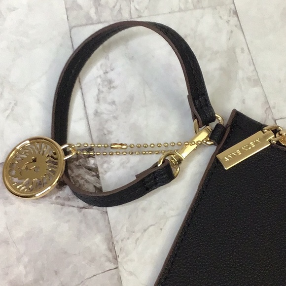 Anne Klein wristlet pouch, black vegan leather - Picture 2 of 5